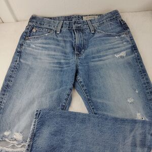 Adriano Goldschmied AG Ex Boyfriend Slim Jeans Medium Wash Distressed Size 27
